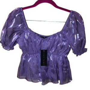 Thirty thirty shimmer puff sleeve crop top size XS